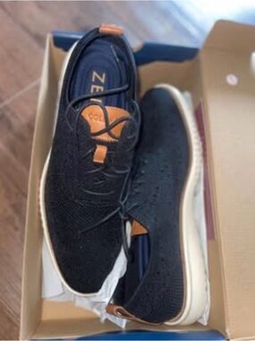 Cole Haan Black Knit Sneakers with Tan Accents